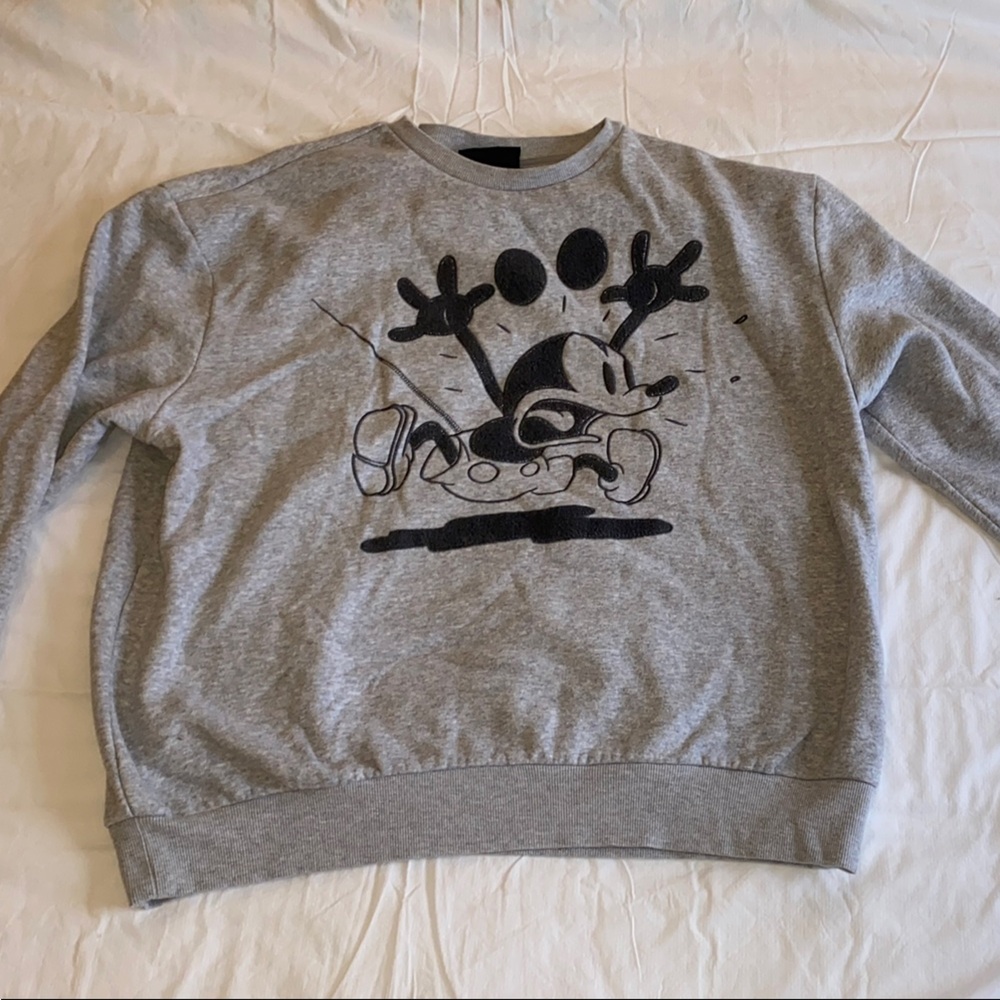 Gray Unisex Crewneck Sweater with Black Graphic Design